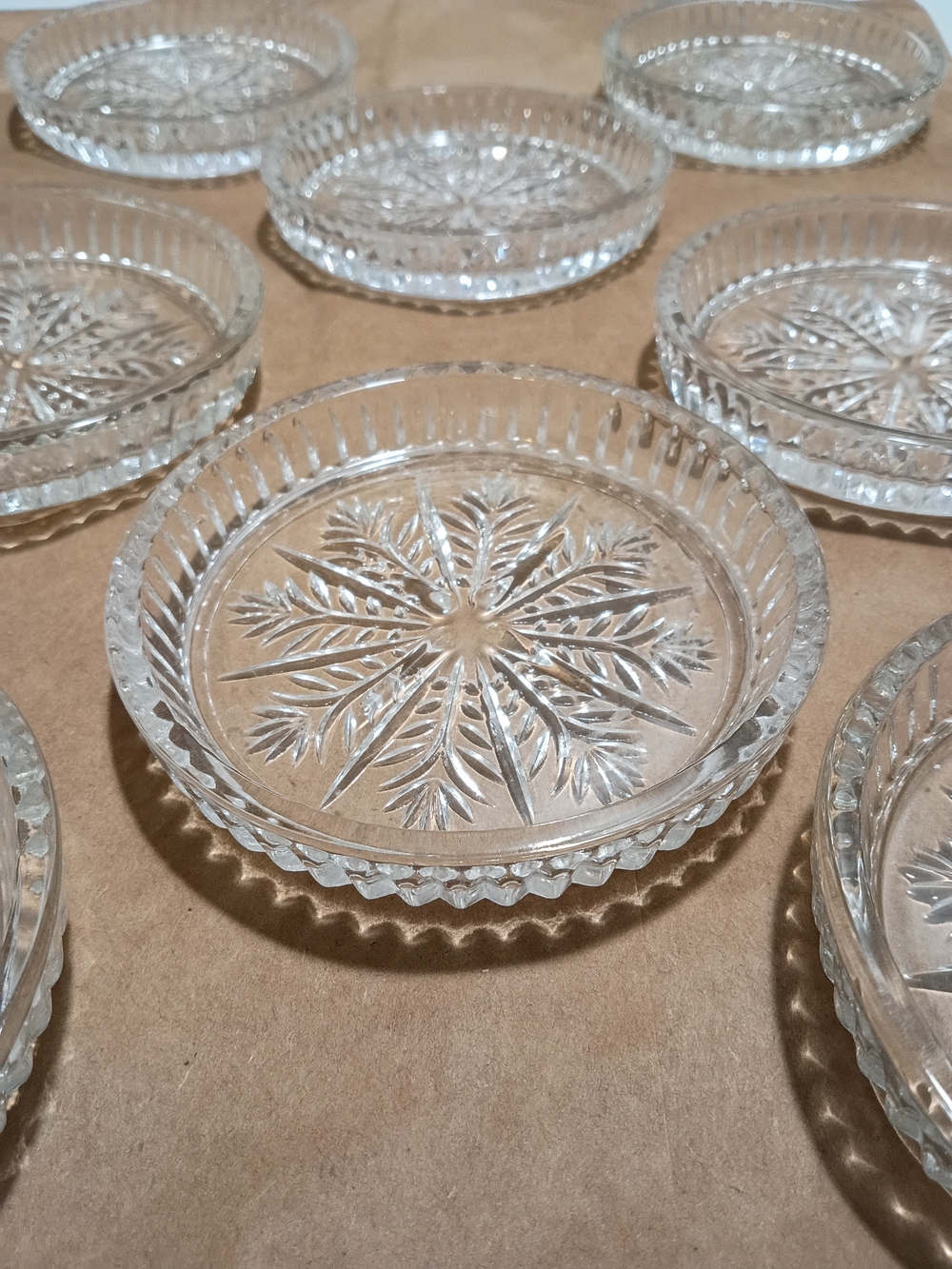 Snowflake Clear Glass Decorative Coasters - Set of 8